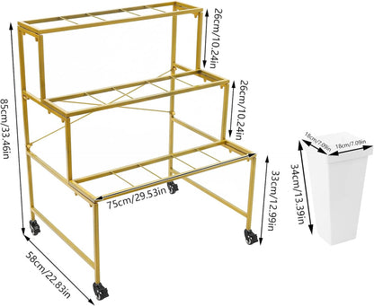 3-Tier Rolling Display Cart 🌿✨ | Heavy-Duty Storage Organizer 🛒 | Multi-Use Utility Rack