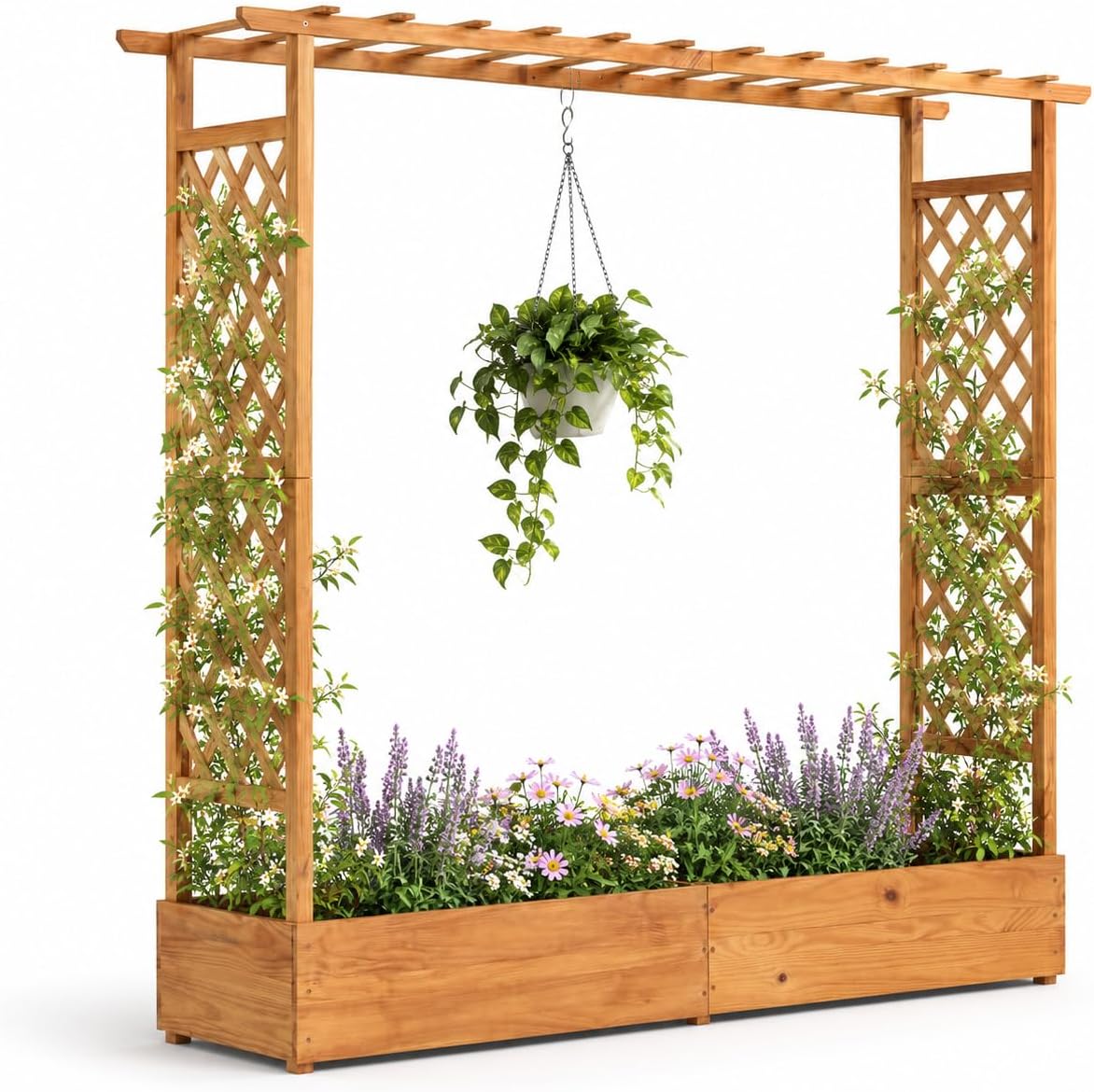 Elevated Garden Bed 🌱 Wooden Planter Box with Drainage 🌼 Outdoor Growing Kit