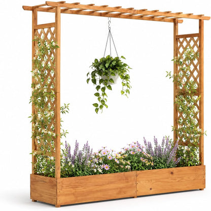 Elevated Garden Bed 🌱 Wooden Planter Box with Drainage 🌼 Outdoor Growing Kit