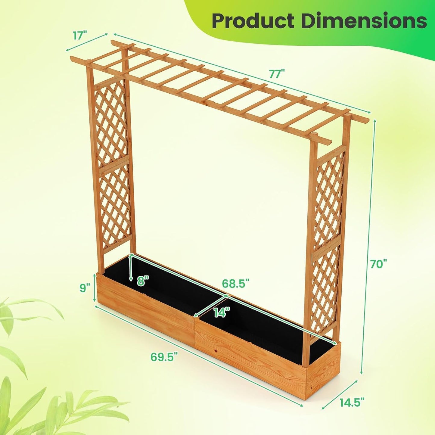 Elevated Garden Bed 🌱 Wooden Planter Box with Drainage 🌼 Outdoor Growing Kit