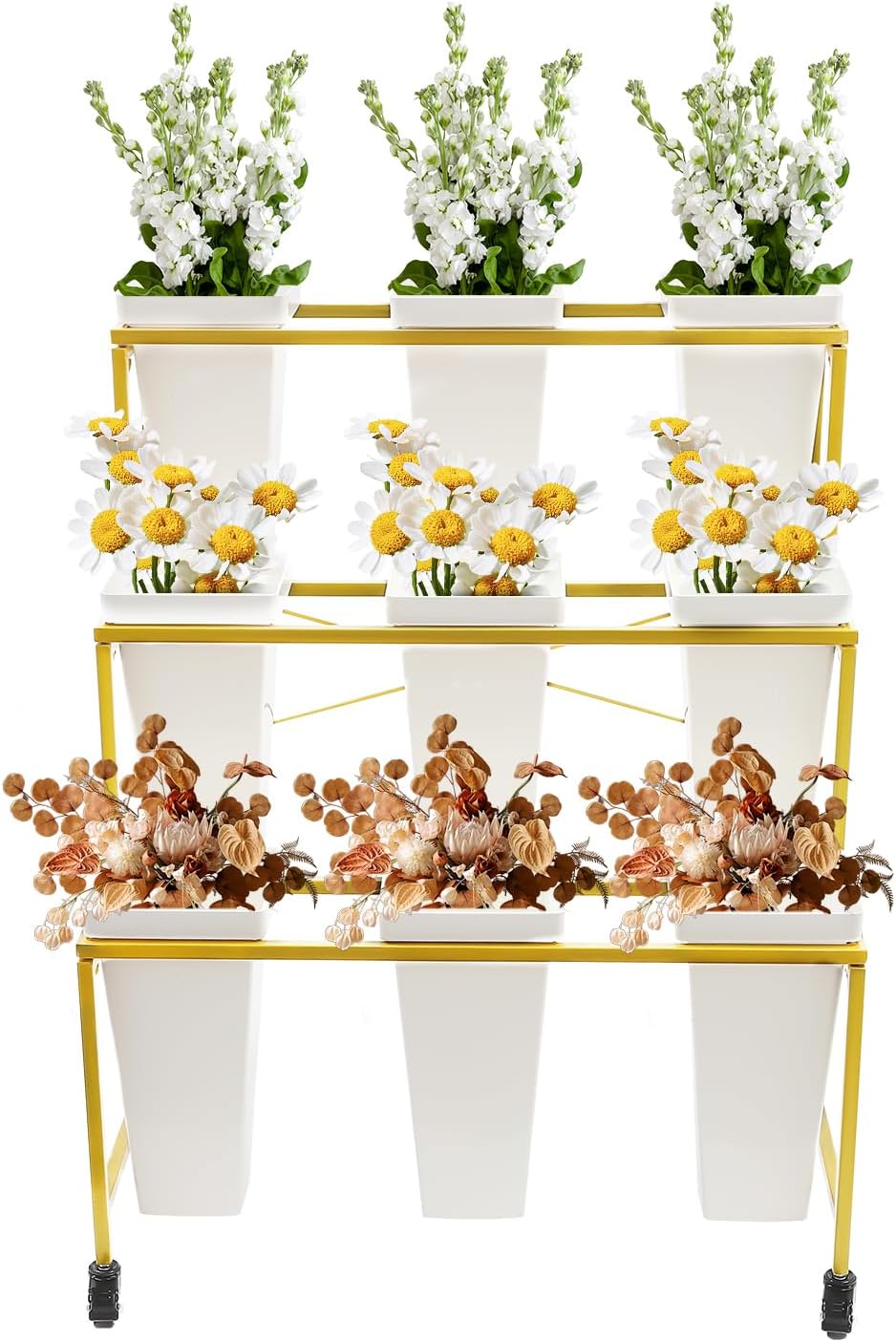 3-Tier Rolling Display Cart 🌿✨ | Heavy-Duty Storage Organizer 🛒 | Multi-Use Utility Rack