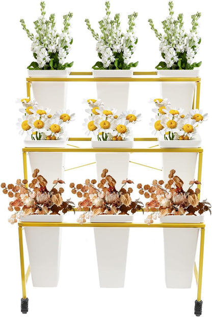 3-Tier Rolling Display Cart 🌿✨ | Heavy-Duty Storage Organizer 🛒 | Multi-Use Utility Rack