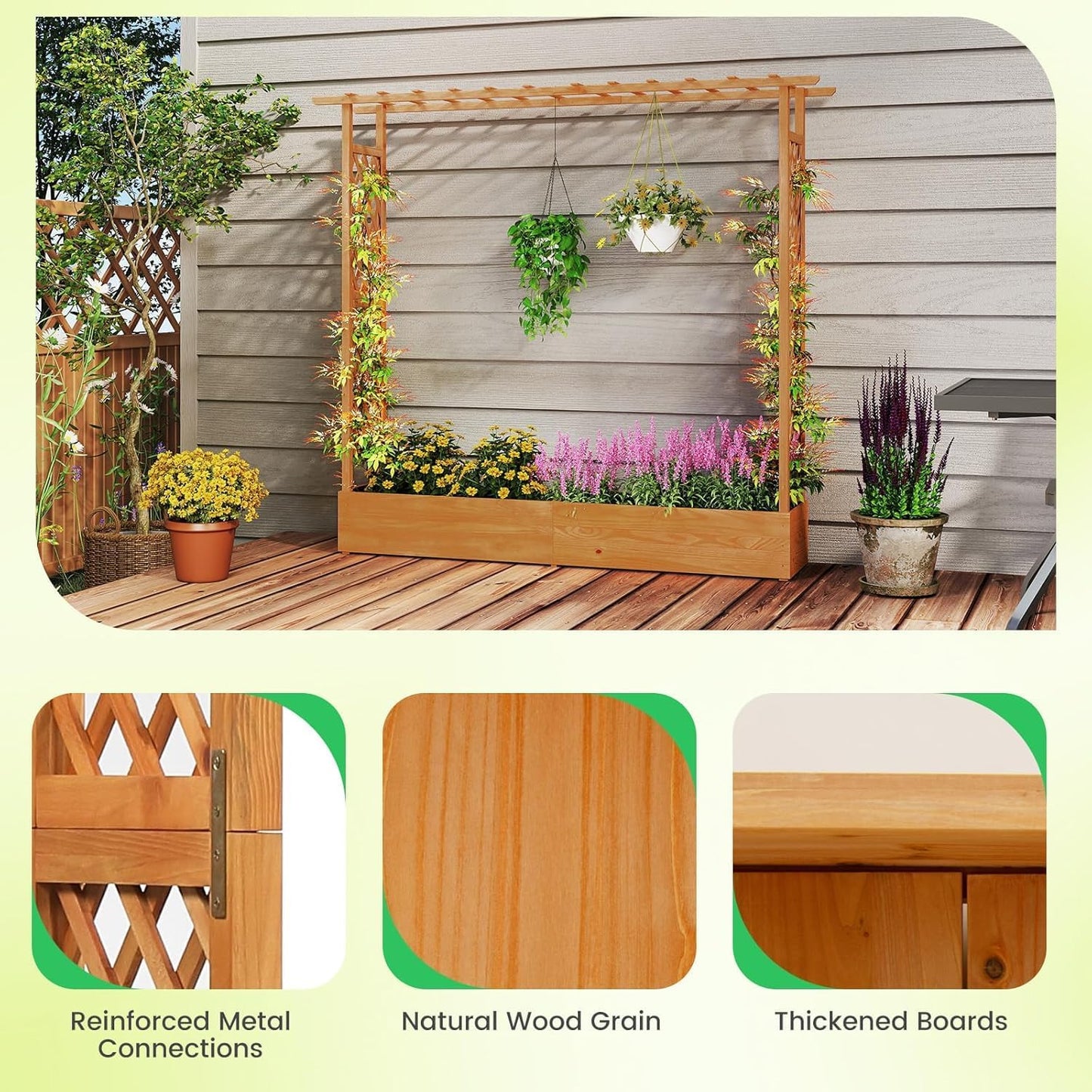 Elevated Garden Bed 🌱 Wooden Planter Box with Drainage 🌼 Outdoor Growing Kit