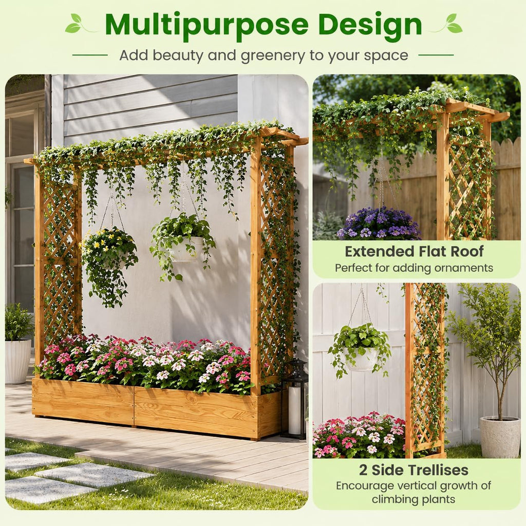Elevated Garden Bed 🌱 Wooden Planter Box with Drainage 🌼 Outdoor Growing Kit