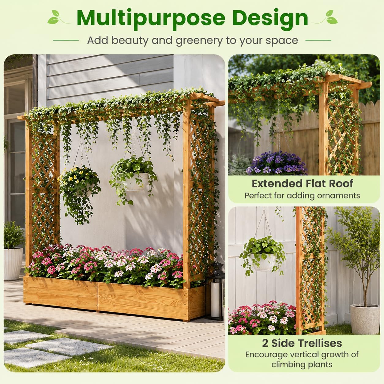 Elevated Garden Bed 🌱 Wooden Planter Box with Drainage 🌼 Outdoor Growing Kit