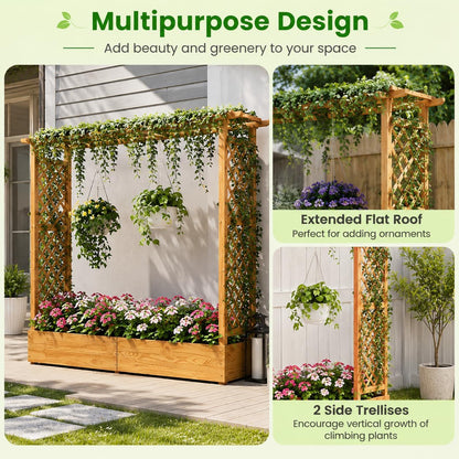 Elevated Garden Bed 🌱 Wooden Planter Box with Drainage 🌼 Outdoor Growing Kit