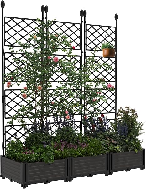 Raised Garden Bed 🌱✨ | Outdoor Planter Box with Trellis 🪴🏡