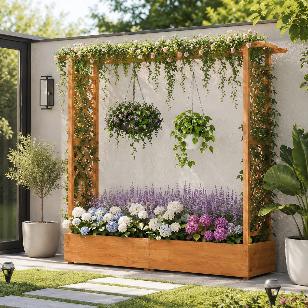 Elevated Garden Bed 🌱 Wooden Planter Box with Drainage 🌼 Outdoor Growing Kit