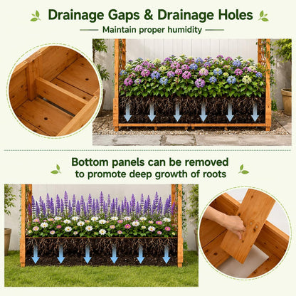 Elevated Garden Bed 🌱 Wooden Planter Box with Drainage 🌼 Outdoor Growing Kit