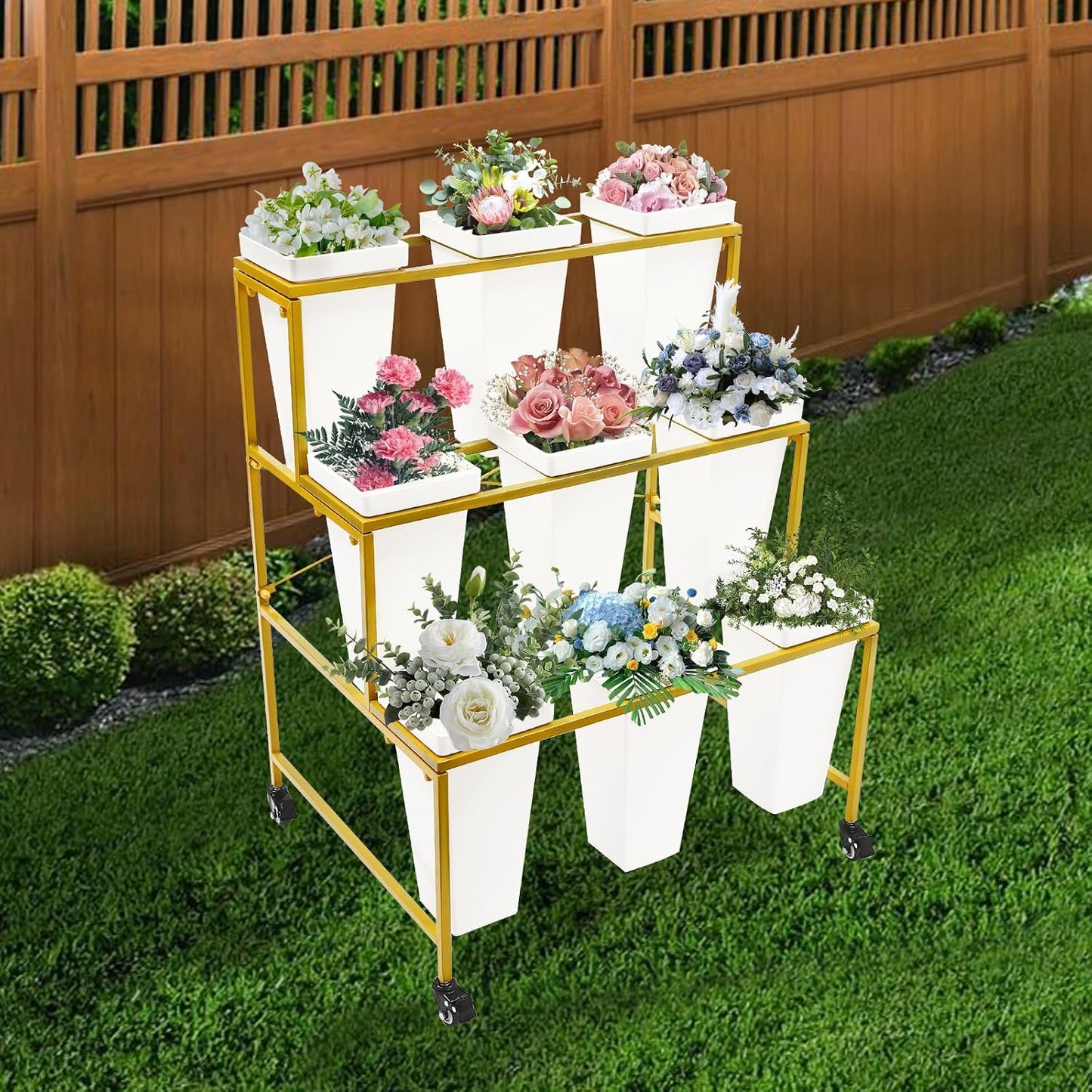 3-Tier Rolling Display Cart 🌿✨ | Heavy-Duty Storage Organizer 🛒 | Multi-Use Utility Rack