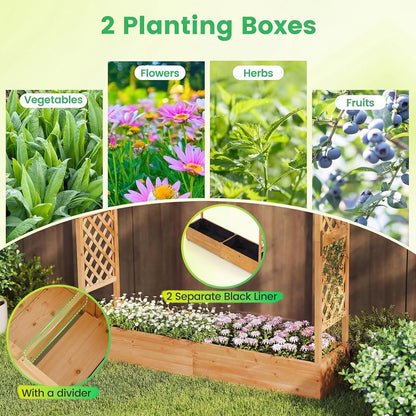 Elevated Garden Bed 🌱 Wooden Planter Box with Drainage 🌼 Outdoor Growing Kit