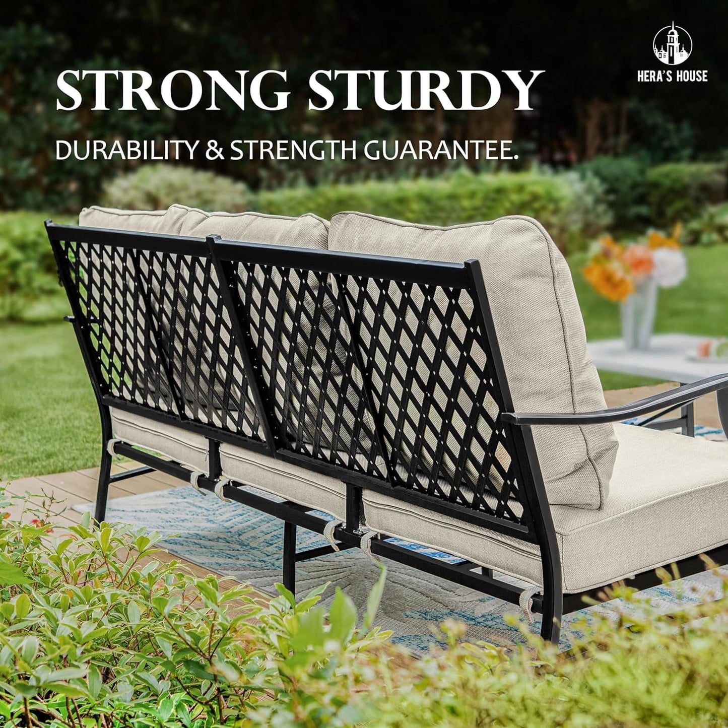 Outdoor Patio Furniture Set ☀️ All-Weather Cushioned Sofa 🌿 Garden Lounge Seating