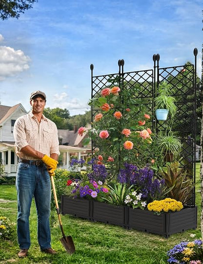 Raised Garden Bed 🌱✨ | Outdoor Planter Box with Trellis 🪴🏡