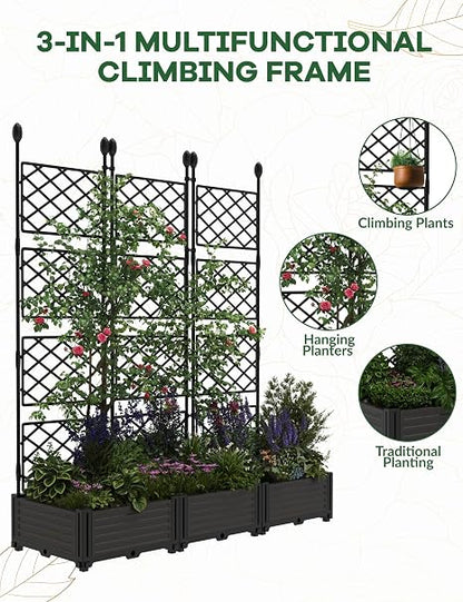 Raised Garden Bed 🌱✨ | Outdoor Planter Box with Trellis 🪴🏡
