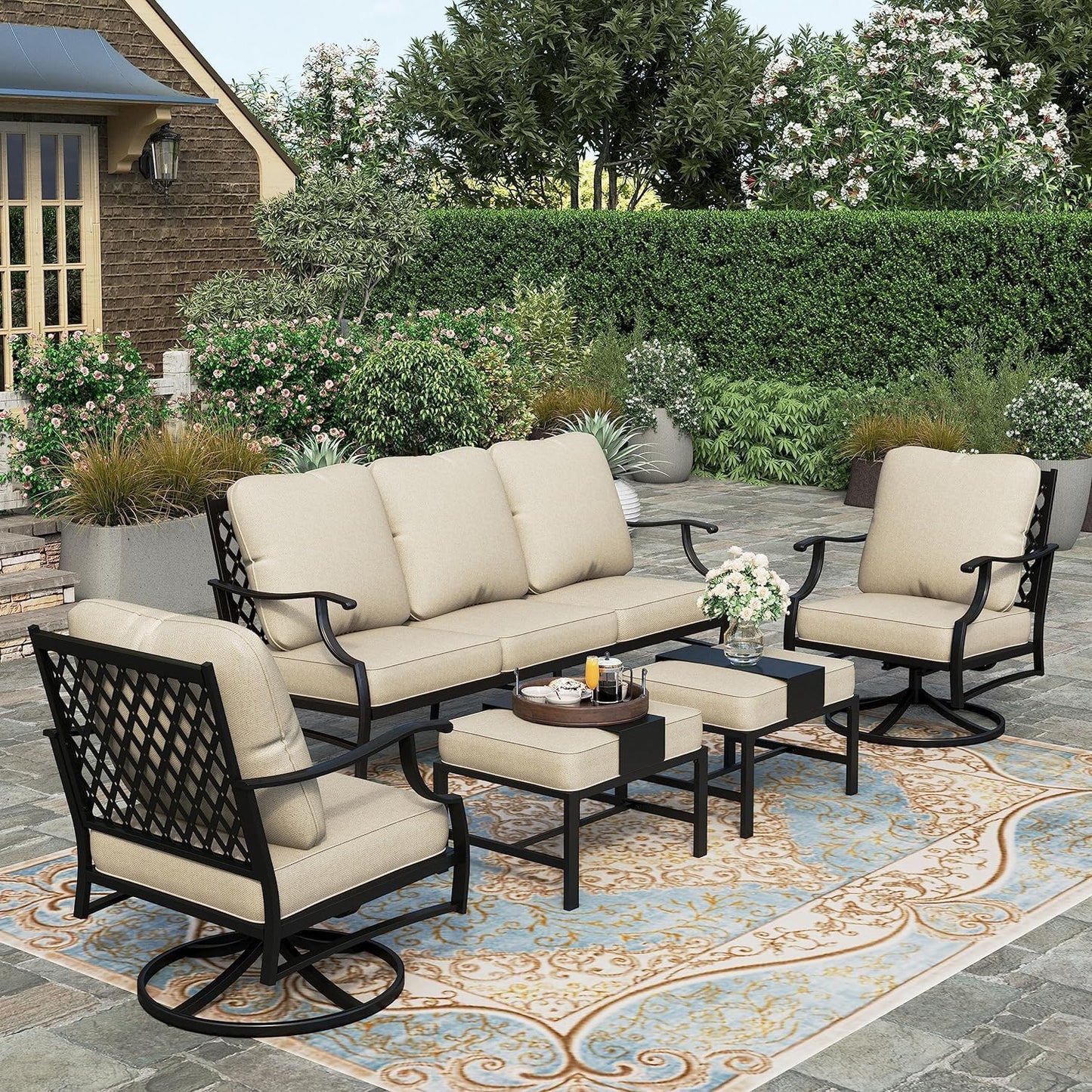Outdoor Patio Furniture Set ☀️ All-Weather Cushioned Sofa 🌿 Garden Lounge Seating